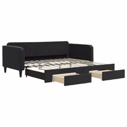 Divano Letto Estraibile con Cassetti Nero 100x200 cm in Vellutocod mxl 82722 - Vista aggiuntiva 2