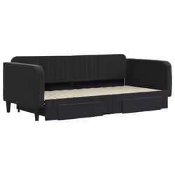 Divano Letto Estraibile con Cassetti Nero 100x200 cm in Vellutocod mxl 82722 - Vista aggiuntiva 3