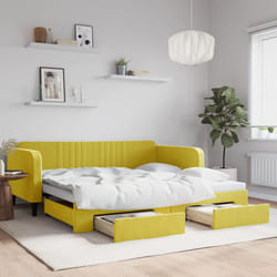 Divano Letto Estraibile con Cassetti Giallo 100x200cm Vellutocod mxl 106649