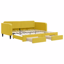 Divano Letto Estraibile con Cassetti Giallo 100x200cm Vellutocod mxl 106649 - Vista aggiuntiva 2