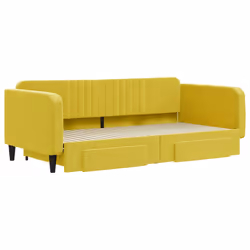 Divano Letto Estraibile con Cassetti Giallo 100x200cm Vellutocod mxl 106649 - Vista aggiuntiva 3