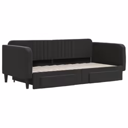 Divano Letto Estraibile con Cassetti Nero 90x190 cm in Vellutocod mxl 130638 - Vista aggiuntiva 3