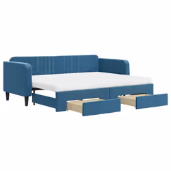 vidaXL Divano Letto Estraibile con Cassetti Blu 80x200 cm in Velluto - Vista aggiuntiva 2