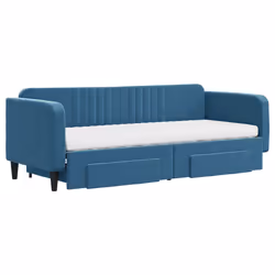 vidaXL Divano Letto Estraibile con Cassetti Blu 80x200 cm in Velluto - Vista aggiuntiva 3