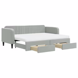 vidaXL Divano Letto Estraibile Cassetti Grigio Chiaro 80x200cm Velluto - Vista aggiuntiva 2