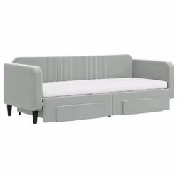 vidaXL Divano Letto Estraibile Cassetti Grigio Chiaro 80x200cm Velluto - Vista aggiuntiva 3