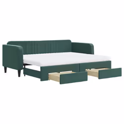 vidaXL Divano Letto Estraibile Cassetti Verde Scuro 80x200cm Velluto - Vista aggiuntiva 2
