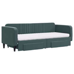 vidaXL Divano Letto Estraibile Cassetti Verde Scuro 80x200cm Velluto - Vista aggiuntiva 3
