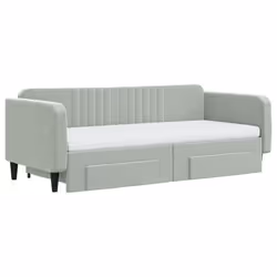 Divano Letto Estraibile Cassetti Grigio Chiaro 90x200cm Vellutocod mxl 111891 - Vista aggiuntiva 3