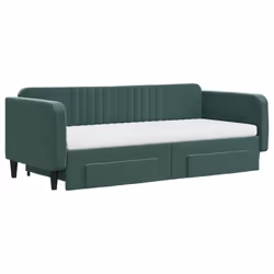 Divano Letto Estraibile Cassetti Verde Scuro 90x200cm Vellutocod mxl 106665 - Vista aggiuntiva 3