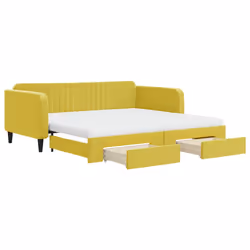 Divano Letto Estraibile con Cassetti Giallo 100x200cm Vellutocod mxl 130642 - Vista aggiuntiva 2