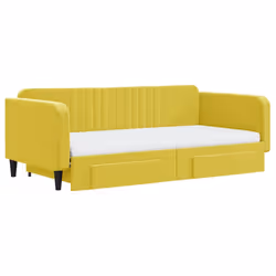 Divano Letto Estraibile con Cassetti Giallo 100x200cm Vellutocod mxl 130642 - Vista aggiuntiva 3