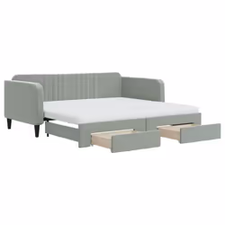 vidaXL Divano Letto Estraibile Cassetti Grigio Chiaro 90x190cm Velluto - Vista aggiuntiva 2