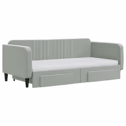 vidaXL Divano Letto Estraibile Cassetti Grigio Chiaro 90x190cm Velluto - Vista aggiuntiva 3