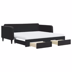 VidaXL 3197150, Divano letto, Nero, Schiuma, Metallo, Poliestere, Legno, 2130 mm, 1000 mm