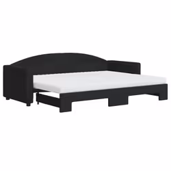 vidaXL Divano Letto Estraibile con Materassi Nero 80x200 cm Tessuto - Vista aggiuntiva 2