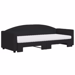 vidaXL Divano Letto Estraibile con Materassi Nero 80x200 cm Tessuto - Vista aggiuntiva 3