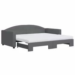 vidaXL Divano Letto Estraibile Materassi Grigio Scuro 90x190cm Tessuto - Vista aggiuntiva 2