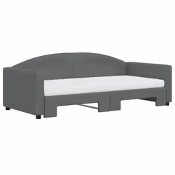 vidaXL Divano Letto Estraibile Materassi Grigio Scuro 90x190cm Tessuto - Vista aggiuntiva 3