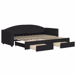 vidaXL Divano Letto Estraibile con Cassetti Nero 80x200 cm in Tessuto - Vista aggiuntiva 2