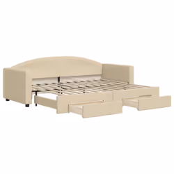 VidaXL 3197223, Divano letto, Crema, Schiuma, Metallo, Poliestere, Legno, 2230 mm, 900 mm