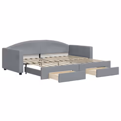 Divano Letto Estraibile Cassetti Grigio Chiaro 90x200cm Tessutocod mxl 82717 - Vista aggiuntiva 2