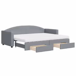 VidaXL 3197237, Divano letto, Grigio, Schiuma, Metallo, Poliestere, Legno, 2230 mm, 900 mm