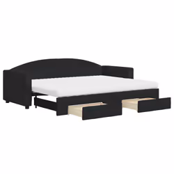 vidaXL Divano Letto Estraibile con Cassetti Nero 80x200 cm in Tessuto - Vista aggiuntiva 2