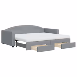 vidaXL Divano Letto Estraibile Cassetti Grigio Chiaro 90x200cm Tessuto - Vista aggiuntiva 2