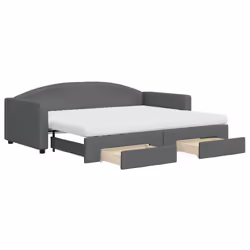 VidaXL 3197243, Divano letto, Grigio, Schiuma, Metallo, Poliestere, Legno, 2230 mm, 1000 mm