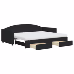 Divano Letto Estraibile con Cassetti Nero 90x200 cm in Tessutocod mxl 106667 - Vista aggiuntiva 2