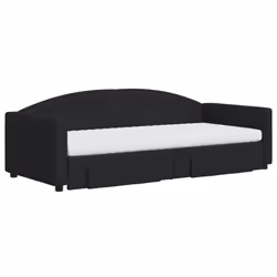 Divano Letto Estraibile con Cassetti Nero 90x200 cm in Tessutocod mxl 106667 - Vista aggiuntiva 3