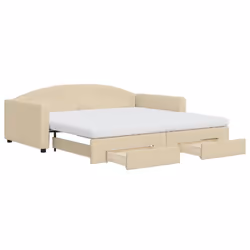 VidaXL 3197251, Divano letto, Crema, Schiuma, Metallo, Poliestere, Legno, 2230 mm, 1100 mm