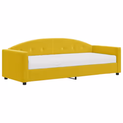 vidaXL Divano Letto con Materasso Giallo 80x200 cm in Velluto - Vista aggiuntiva 2
