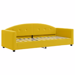 vidaXL Divano Letto con Materasso Giallo 80x200 cm in Velluto - Vista aggiuntiva 3