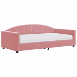 vidaXL Divano Letto con Materasso Rosa 100x200 cm in Velluto - Vista aggiuntiva 2