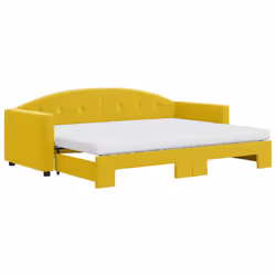 vidaXL Divano Letto Estraibile con Materassi Giallo 80x200 cm Velluto - Vista aggiuntiva 2