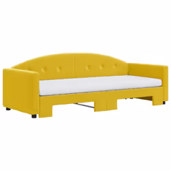 vidaXL Divano Letto Estraibile con Materassi Giallo 80x200 cm Velluto - Vista aggiuntiva 3