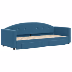 vidaXL Divano Letto Estraibile con Cassetti Blu 80x200 cm Velluto - Vista aggiuntiva 3