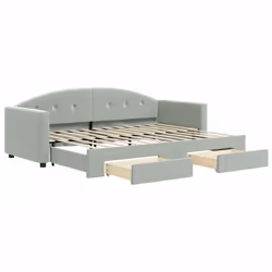VidaXL 3197342, Divano letto, Grigio, Schiuma, Metallo, Poliestere, Legno, 2220 mm, 900 mm