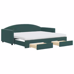 vidaXL Divano Letto Estraibile Cassetti Verde Scuro 90x200cm Velluto - Vista aggiuntiva 2