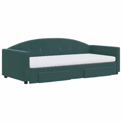 vidaXL Divano Letto Estraibile Cassetti Verde Scuro 90x200cm Velluto - Vista aggiuntiva 3