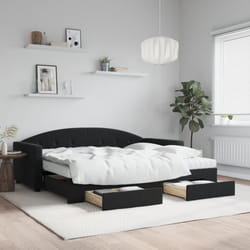 vidaXL Divano Letto Estraibile con Cassetti Nero 90x200 cm in Velluto