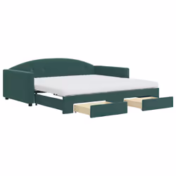 vidaXL Divano Letto Estraibile Cassetti Verde Scuro 100x200cm Velluto - Vista aggiuntiva 2