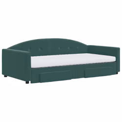 vidaXL Divano Letto Estraibile Cassetti Verde Scuro 100x200cm Velluto - Vista aggiuntiva 3