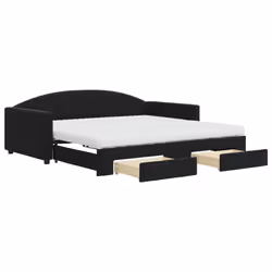 Divano Letto Estraibile con Cassetti Nero 100x200 cm in Vellutocod mxl 130640 - Vista aggiuntiva 2