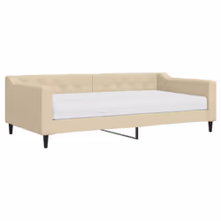 vidaXL Divano Letto con Materasso Crema 100x200 cm in Tessuto - Vista aggiuntiva 2