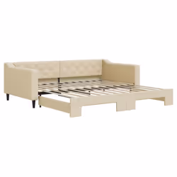 Divano Letto con Letto Estraibile Crema 100x200 cm in Tessutocod mxl 130573 - Vista aggiuntiva 2