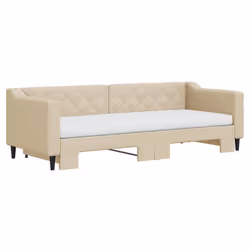 vidaXL Divano Letto Estraibile con Materassi Crema 80x200 cm Tessuto - Vista aggiuntiva 3