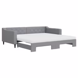 vidaXL Divano Letto Estraibile Materassi Grigio Chiaro 100x200 Tessuto - Vista aggiuntiva 2